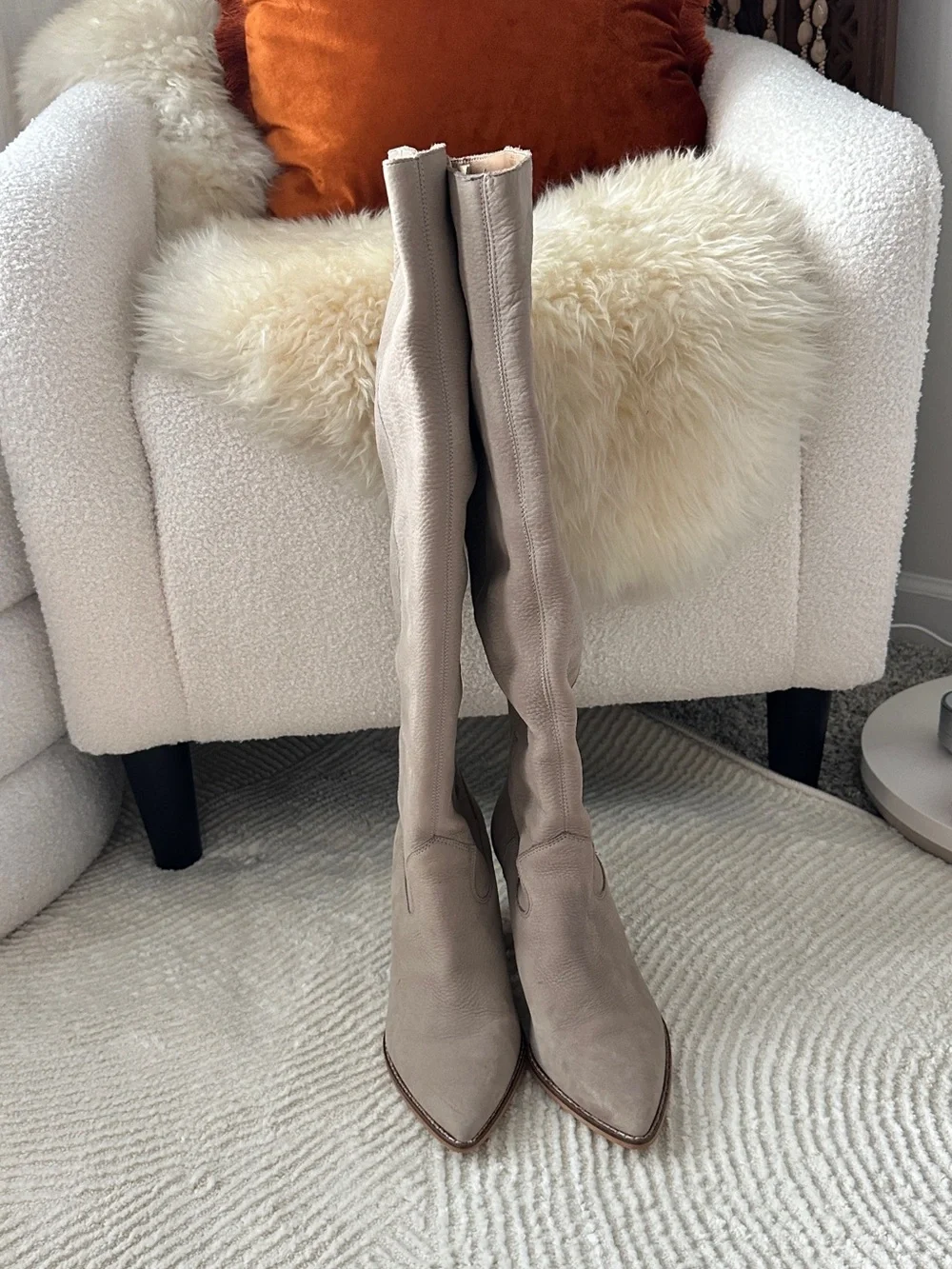 Lucky Brand Tall Leather Western Boots in Taupe Greige Size 8.5M